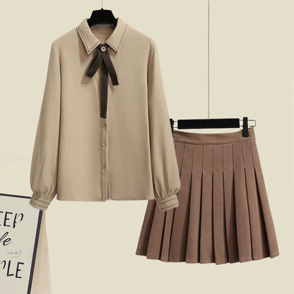 Shirt Pleated Skirt Pocket Wool Jacket Coat