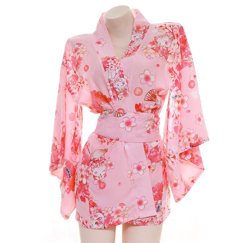 Sakura Floral Vintage Print Kimono Lingerie