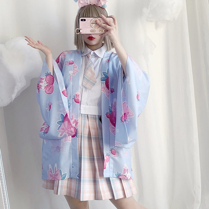 Strawberry Loose Cardigan Kimono Outerwear