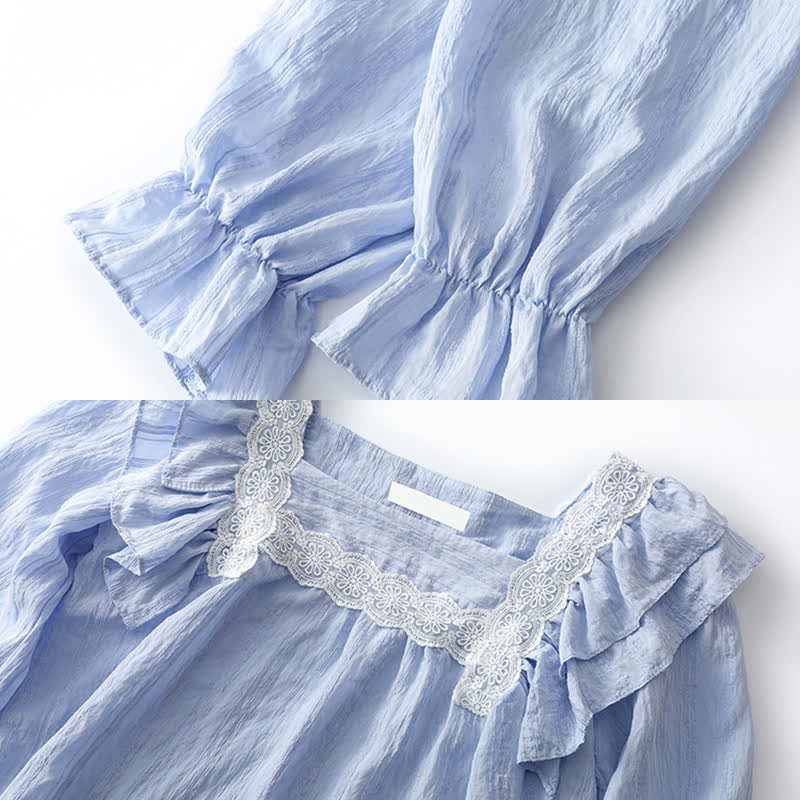 Flouncing Loose Shirt High Waist Pleated Skirt