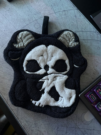 Black Grim Hand Towel Reaper White Gothic and