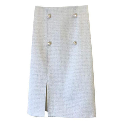 Classy Button Front Split Skirt