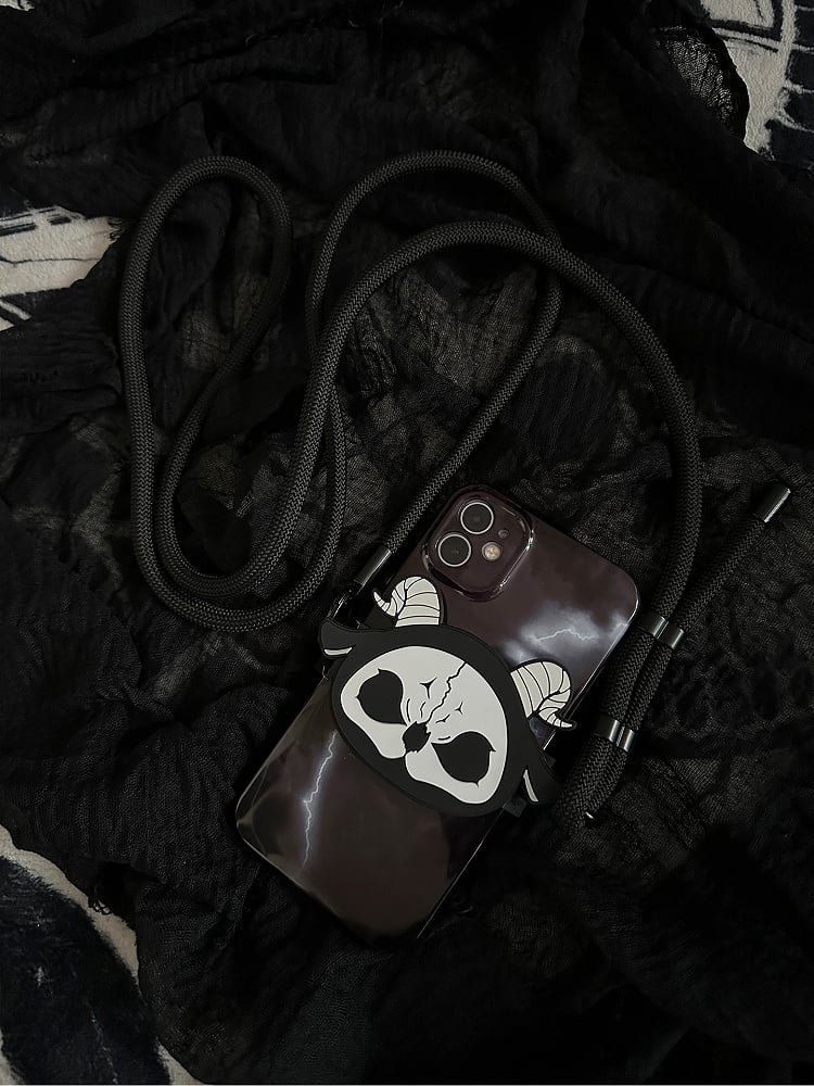 Gothic Strap Clip Mobile With Back Phone White Reaper Crossbody Black Grim and