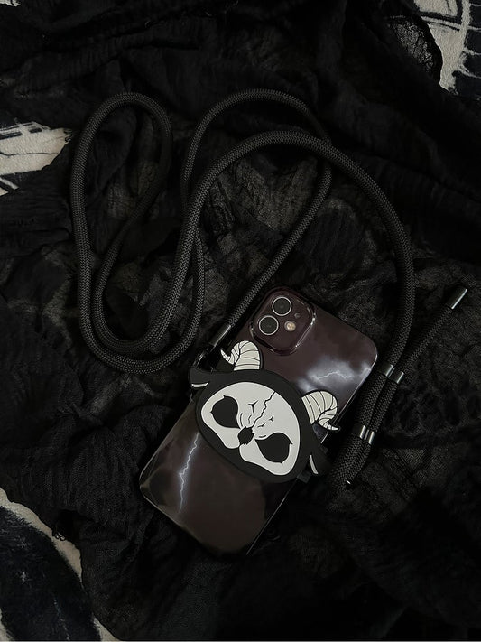 Gothic Strap Clip Mobile With Back Phone White Reaper Crossbody Black Grim and
