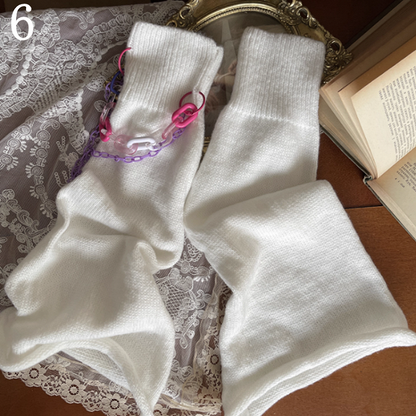 Design /Lace Cut-out Chain Warmers Stockings/Leg White Leg Overknee