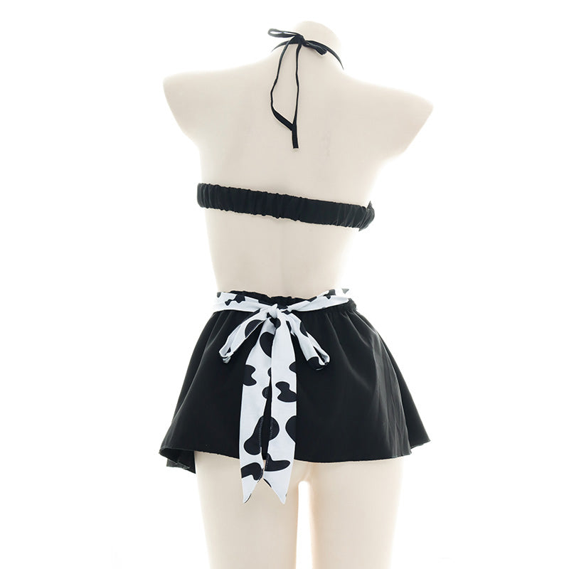 Sexy Maid Cow Print Lingerie Suit