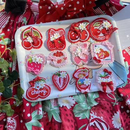 Cherry/Strawberry/Cake Bowknot Brooch/Hairclip Options Decorated 11