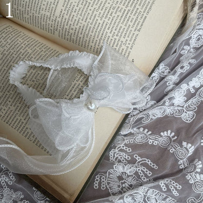 Underknee Leg With Pink Stockings Loop Lace-up Detail Bowknot