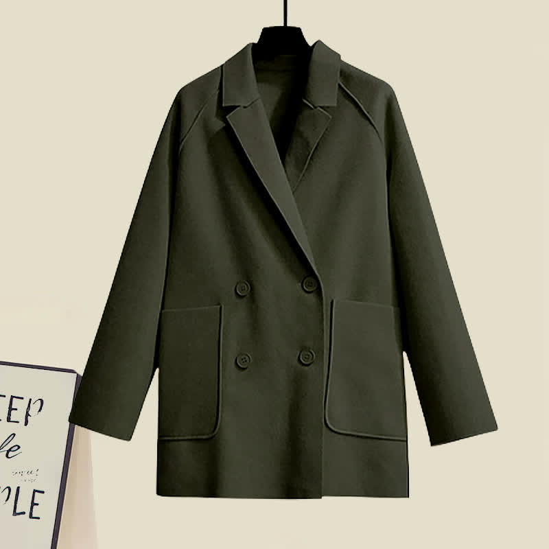 Shirt Pleated Skirt Pocket Wool Jacket Coat