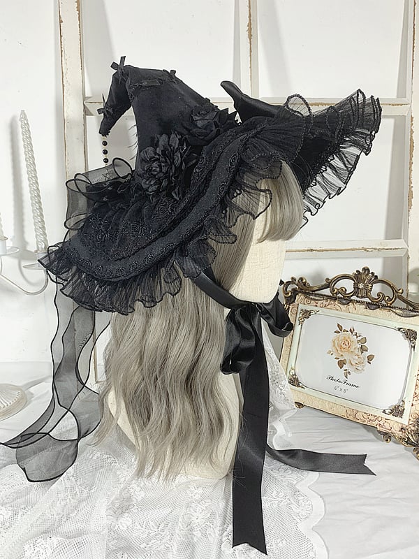 Cross Chain Black Halloween Witch Hat