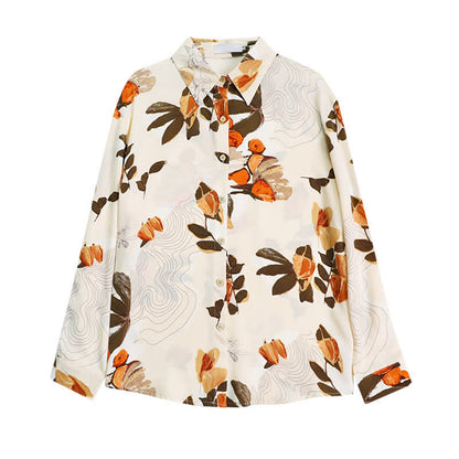 Abstract Ripple Print Chiffon Shirt Workwear