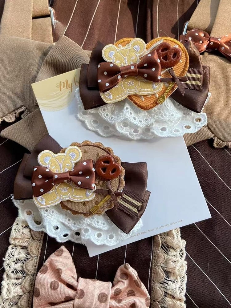 Cookie Options 2 Hairclip Applique Bear Bowknot