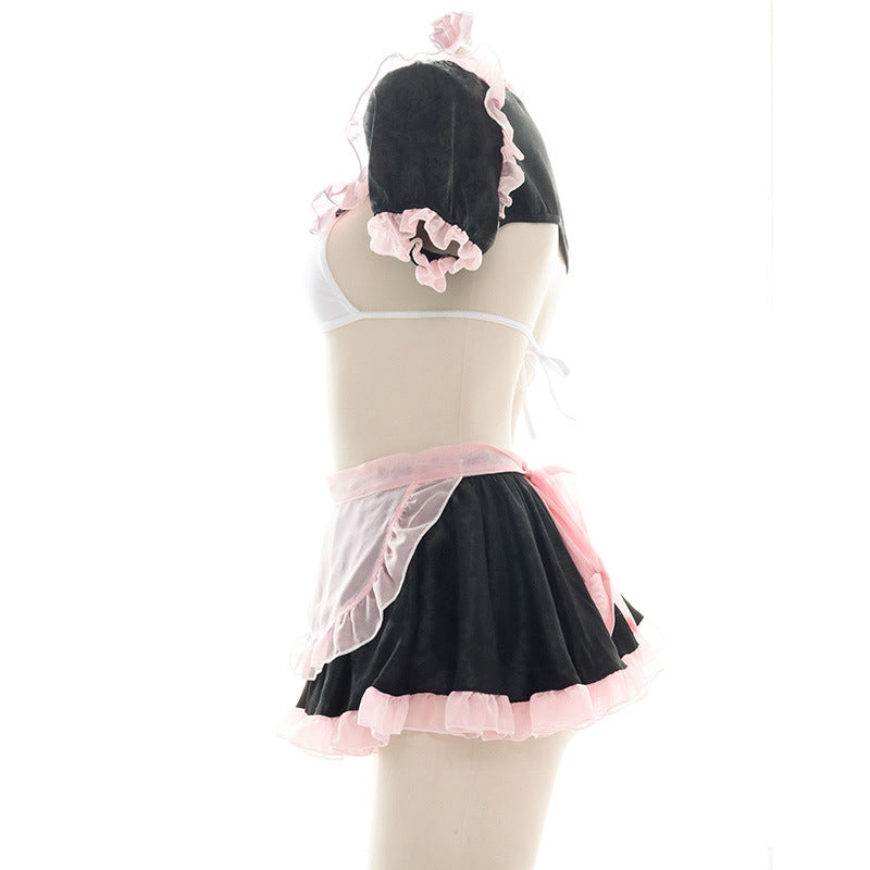 Cute Pink Lace Maid Lingerie Set