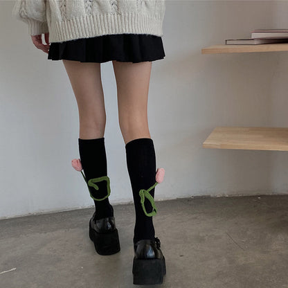 Sweet Tulip Pattern Print Knit Ankle Socks