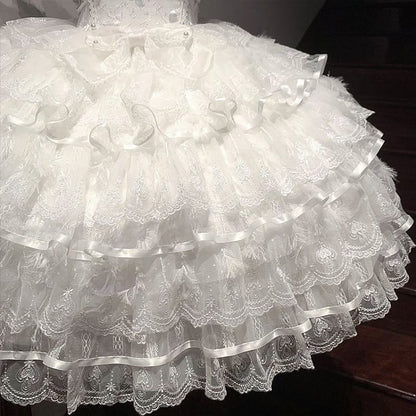 Hanayome White Dress Hime Butterfly Bodice Lolita Tiered Skirt Fabric Angel