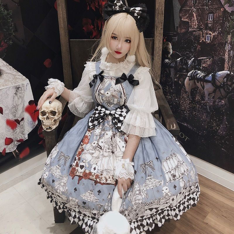 Princess Print Bow Lolita Suspender Dress W727