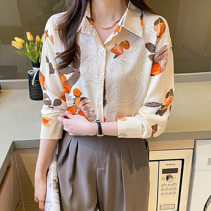 Abstract Ripple Print Chiffon Shirt Workwear