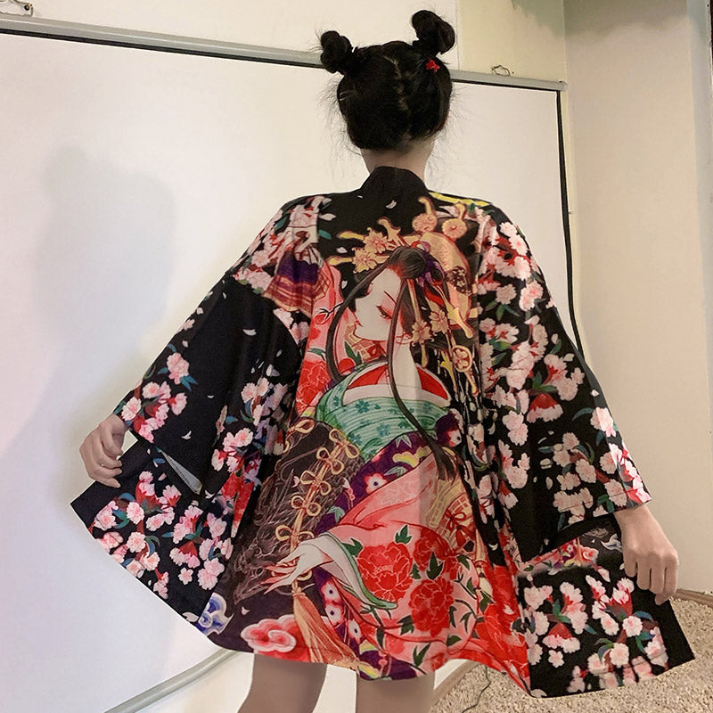 Anime Girl Vintage Kimono Outerwear