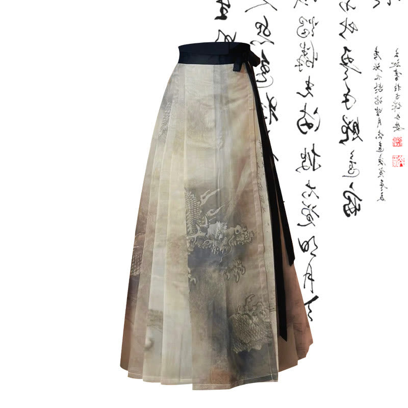 Vintage Butterfly Print T-Shirt Painting Pleated Skirt