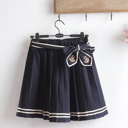 Cartoon Cat Fish Letter Print T-Shirt Pleated Skirt