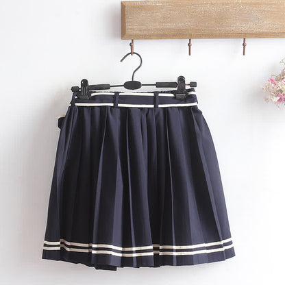 Cartoon Cat Fish Letter Print T-Shirt Pleated Skirt