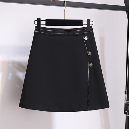 Chiffon T-Shirt High Waist Button Front Skirt