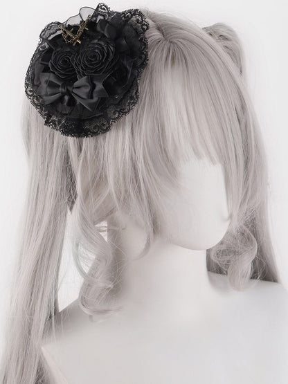 Swords Black Rosettes Lace Hairclip