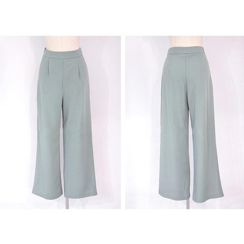 Office Green Sleeveless V-Neck Top Pants Set