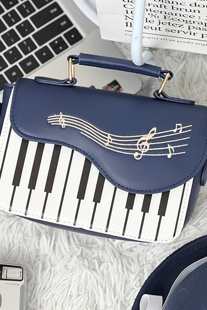 Blue Piano Note Music Shoulder Bag