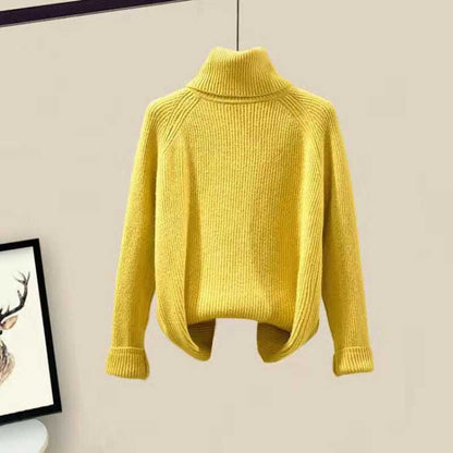 Fleece Hooded Coat Turtleneck Sweater Casual Pants