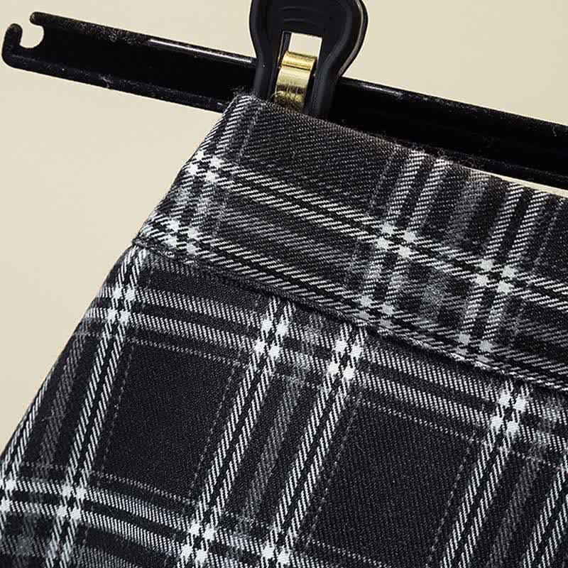 Plaid Shirt Button Front Tulle Skirt