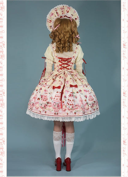 Desserts Yellow / Bow Lolita and JSK Strawberry Accents Sweet Set Full Print