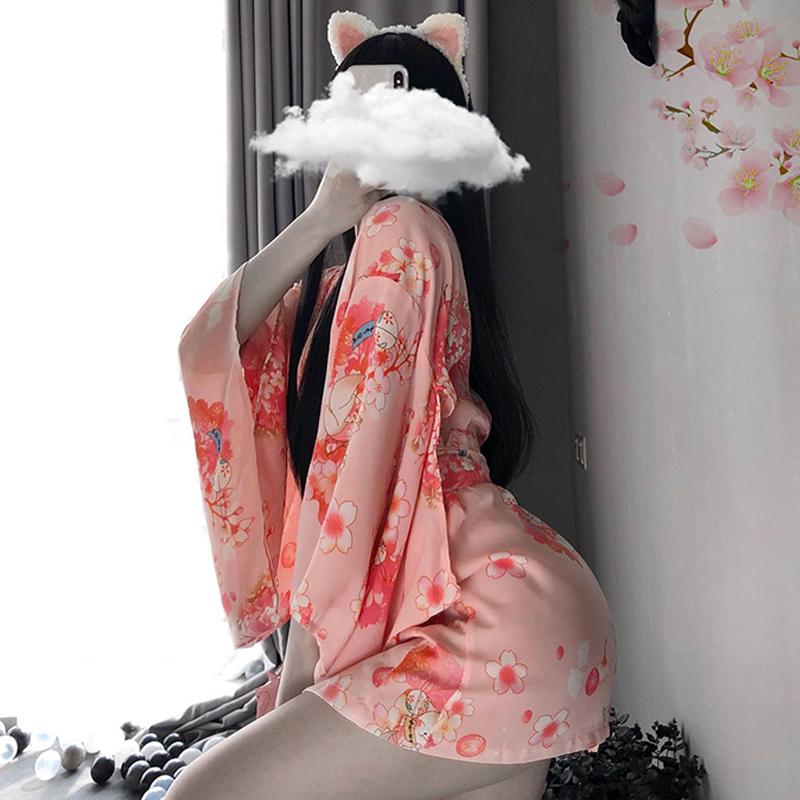 Sakura Floral Vintage Print Kimono Lingerie