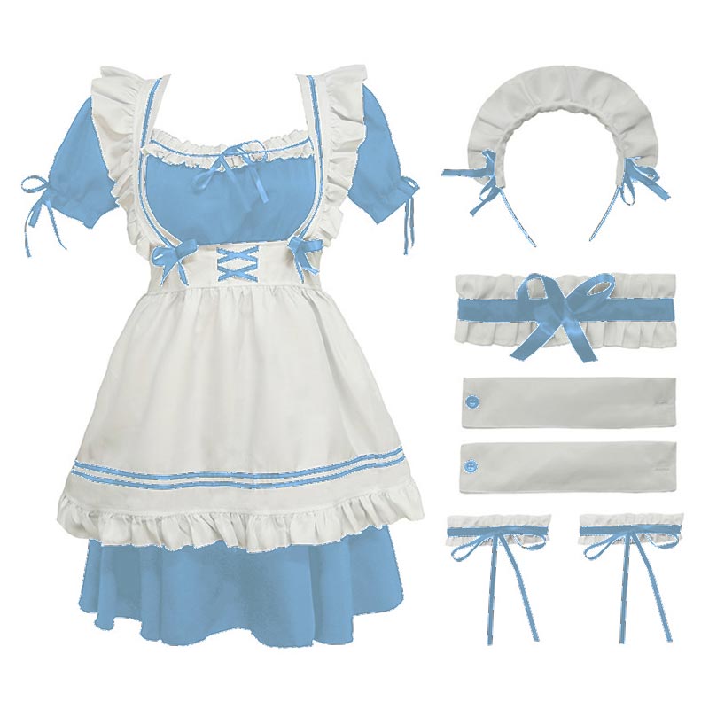 Lolita Seven Piece Ruffled Maid Dress