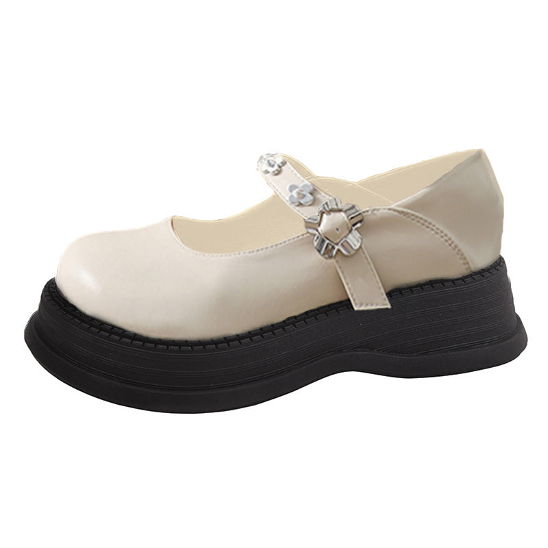 Elegant Pure Color Round Toe Mary Janes Shoes