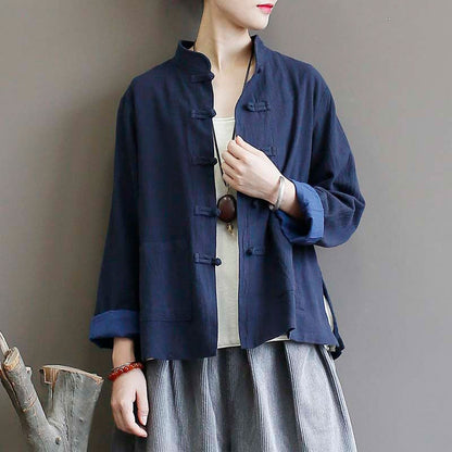 Classical Button Front Pocket Loose Overshirt