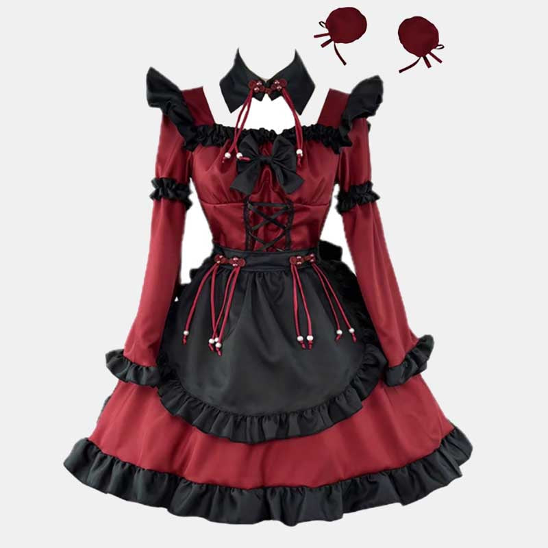 Red Black Maid Gothic Devil Lolita Dress