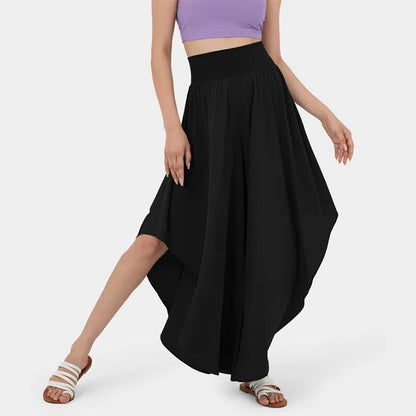 Irregular High Waist Flowy Wide Leg Casual Pants