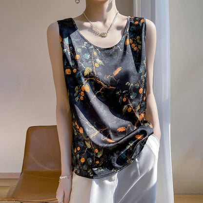 Vintage Floral Print Satin Cami Top Workwear