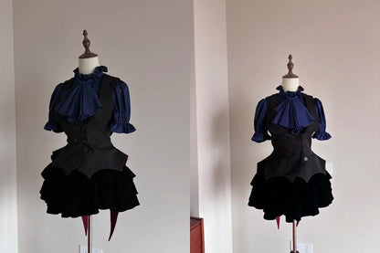 Black Red Vampire Lolita Bat Wings Hemline Waistcoat