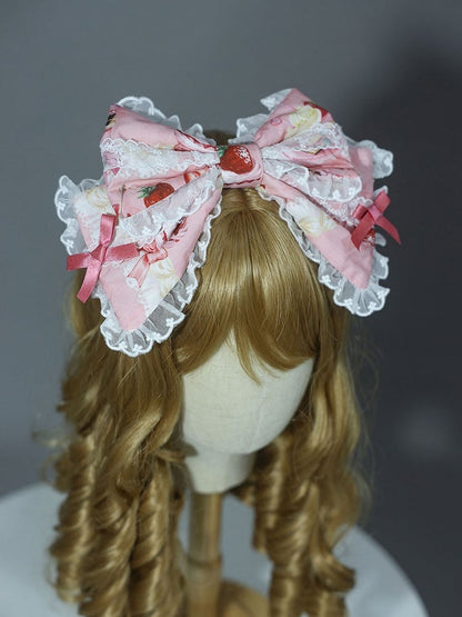 Bowknot Strawberry KC / Pink White Print Yellow