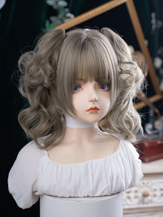 Gray 30CM Clips With Ponytail Synthetic Brown Length Double Wig Claw