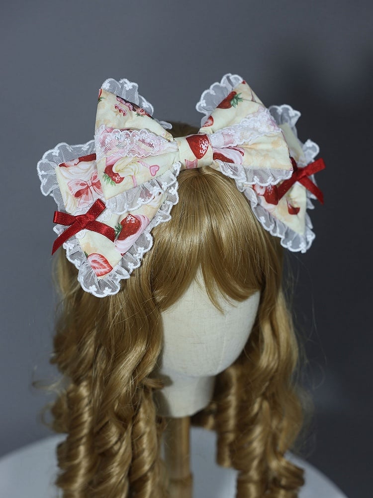 Bowknot Strawberry KC / Pink White Print Yellow