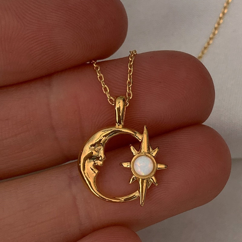Gold Star and Moon Necklace Wonderland Case