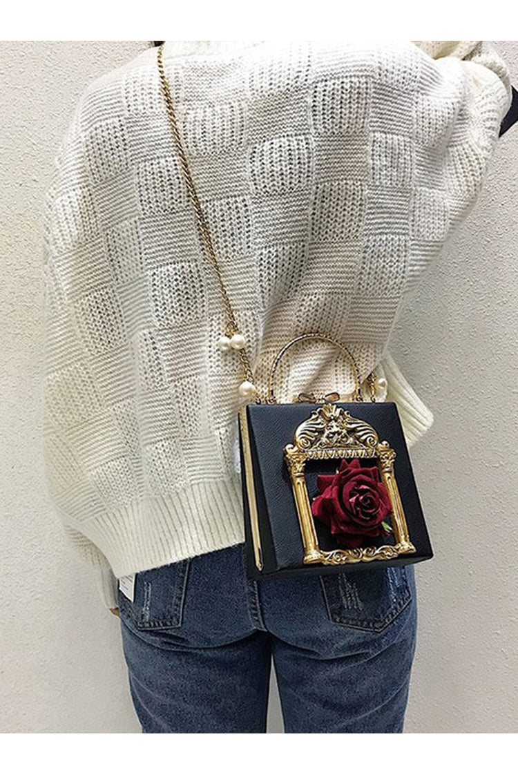 Vintage Rose Pearl Chain Shoulder Bag