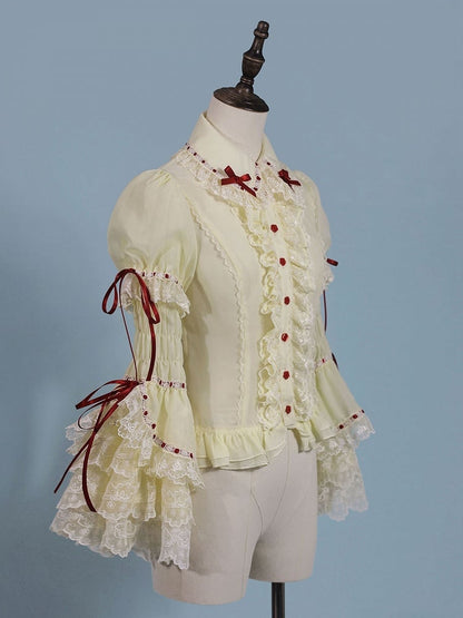 Puff Blouse Sleeves Short Yellow