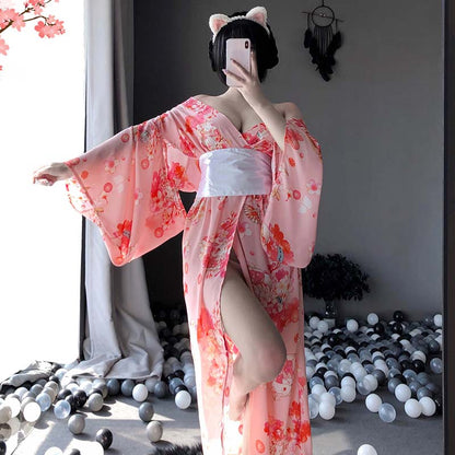 Sakura Kitty Pink Kimono Lingerie Dress