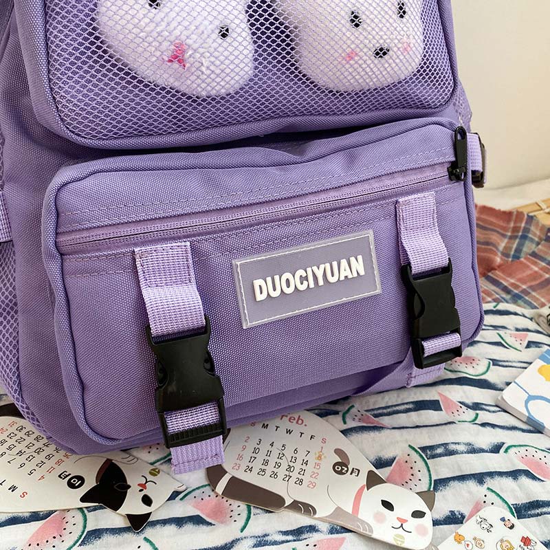 Cartoon Bunny Pattern Backpack with Mini Bag