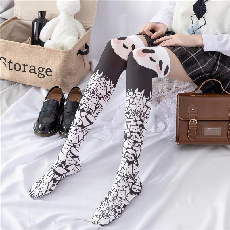 Cute Panda Pattern Print Lolita Stockings