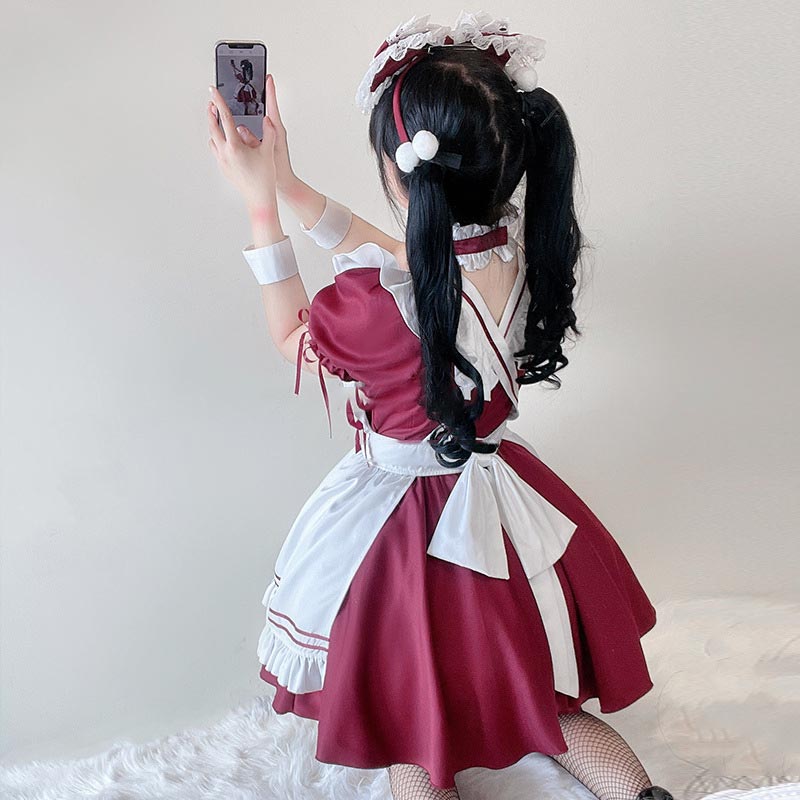 Lolita Seven Piece Ruffled Maid Dress